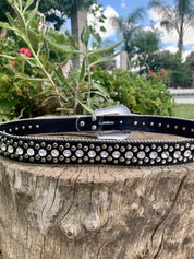 Presumida Rhinestone Studded Belt (Black) - Valeria'S Boutique 