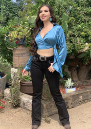 Isabella Satin Top (Teal)