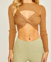 Michael Sweater Cutout Top (Camel)