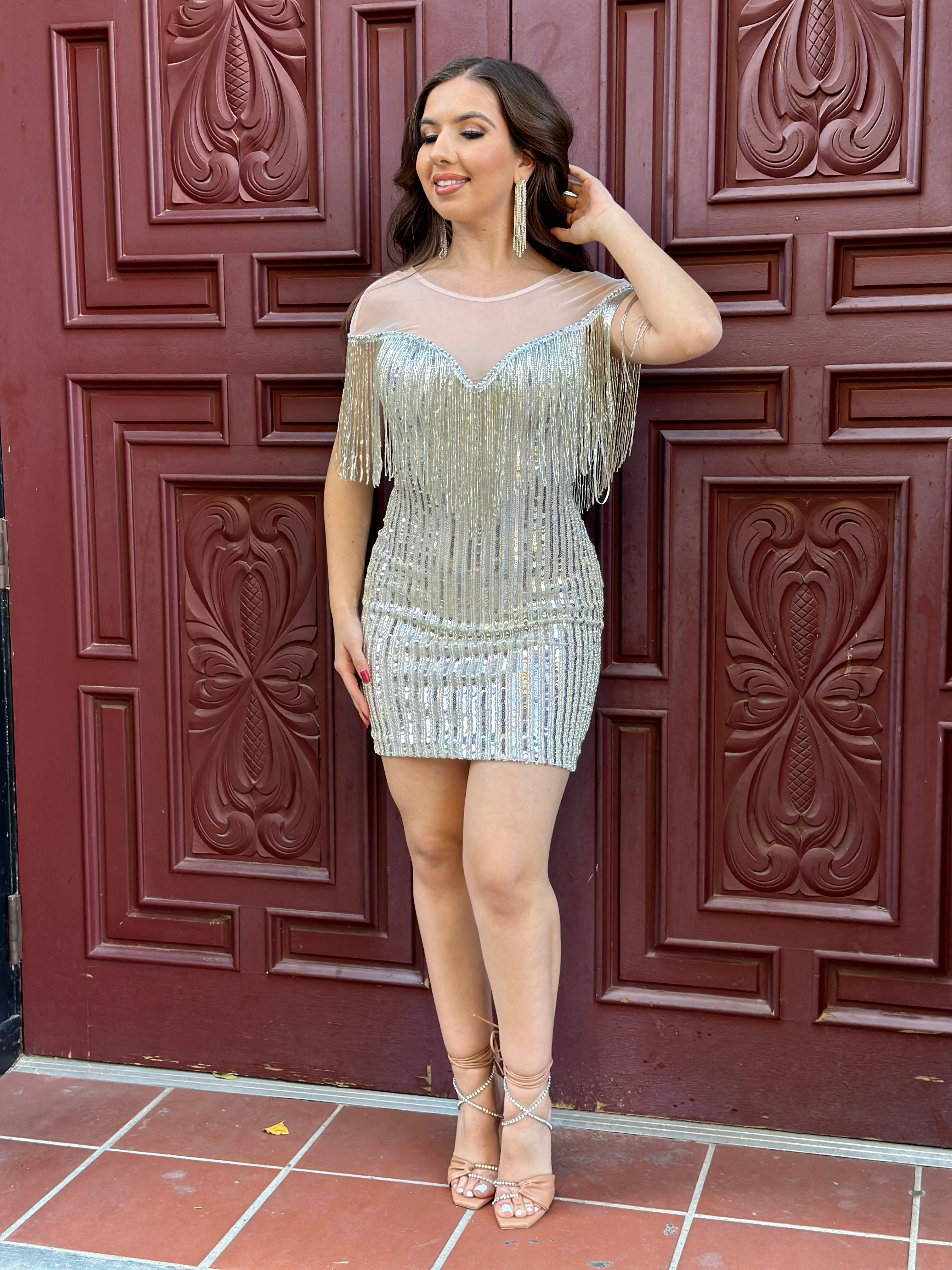 Alexandra Embellished Mini Dress