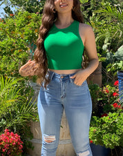 Cici Ribbed Tank Top (Green)