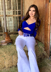 Ava Ruched Drawstring Top (Royal Blue)