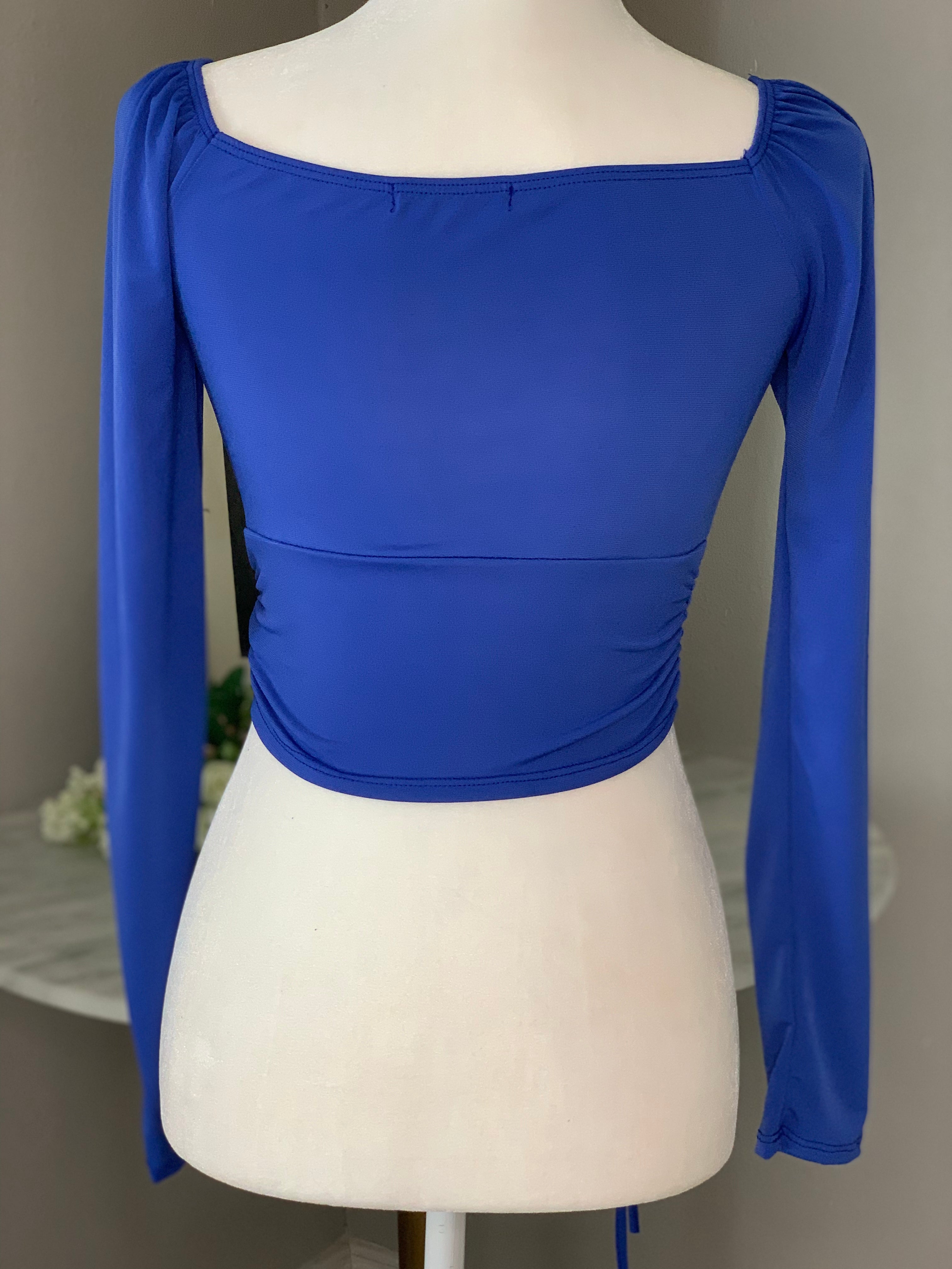 Ava Ruched Drawstring Top (Royal Blue)