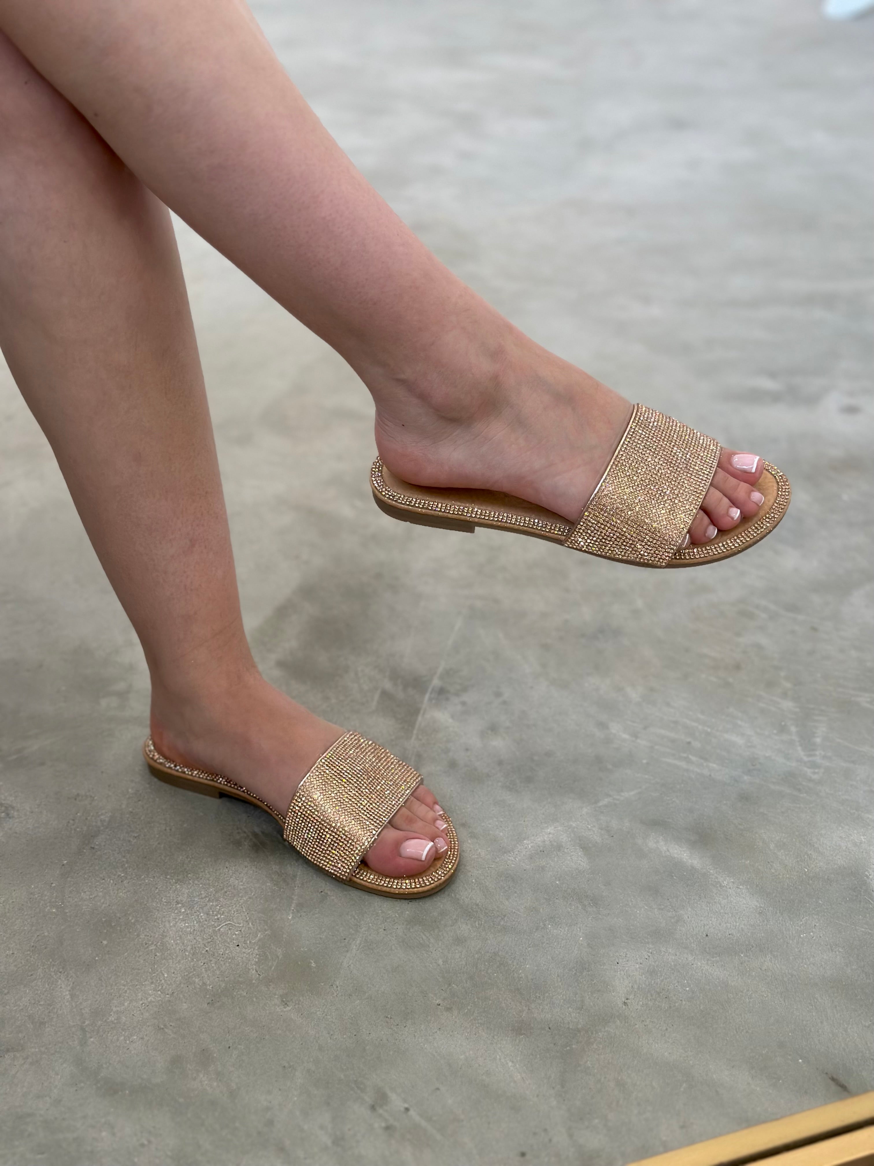 Brittany Embellished Sandals (Rose Gold)