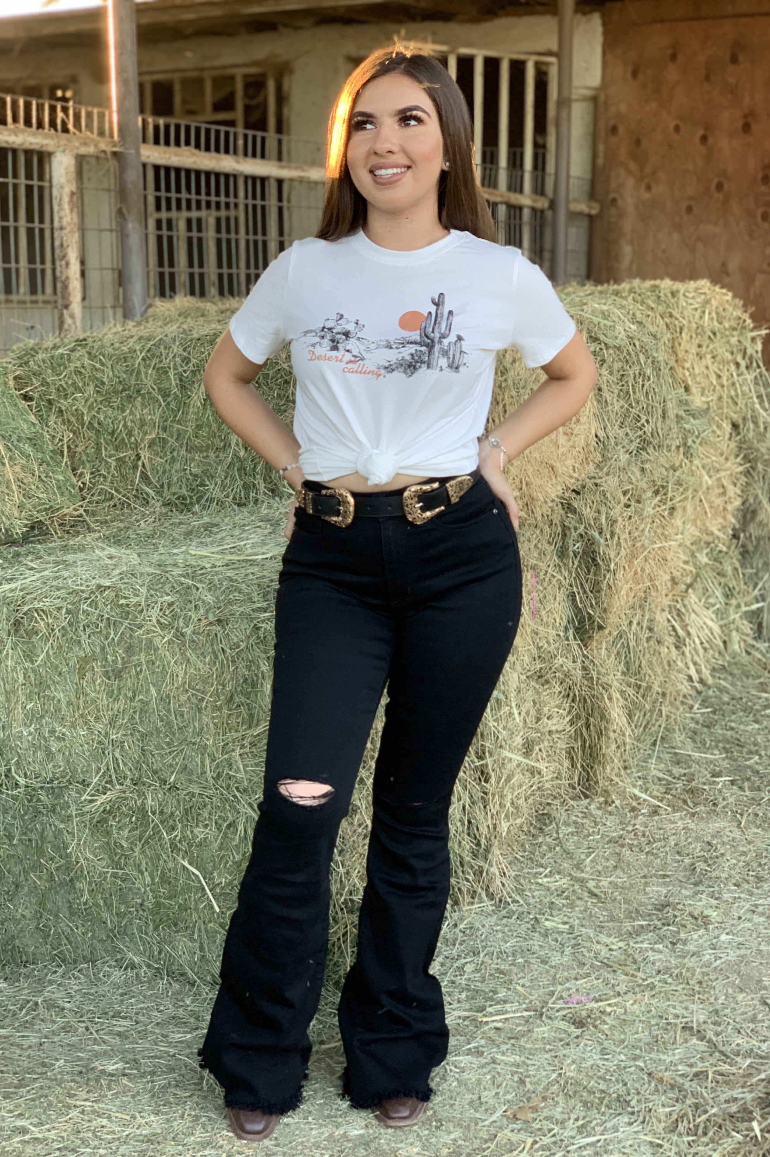 Rosalia High Rise Flare Jeans (Black) - Long Length 34'" Inseam - Valeria'S Boutique 