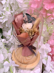 Pre-lit Enchanted Rose in Glass Dome (Pink)