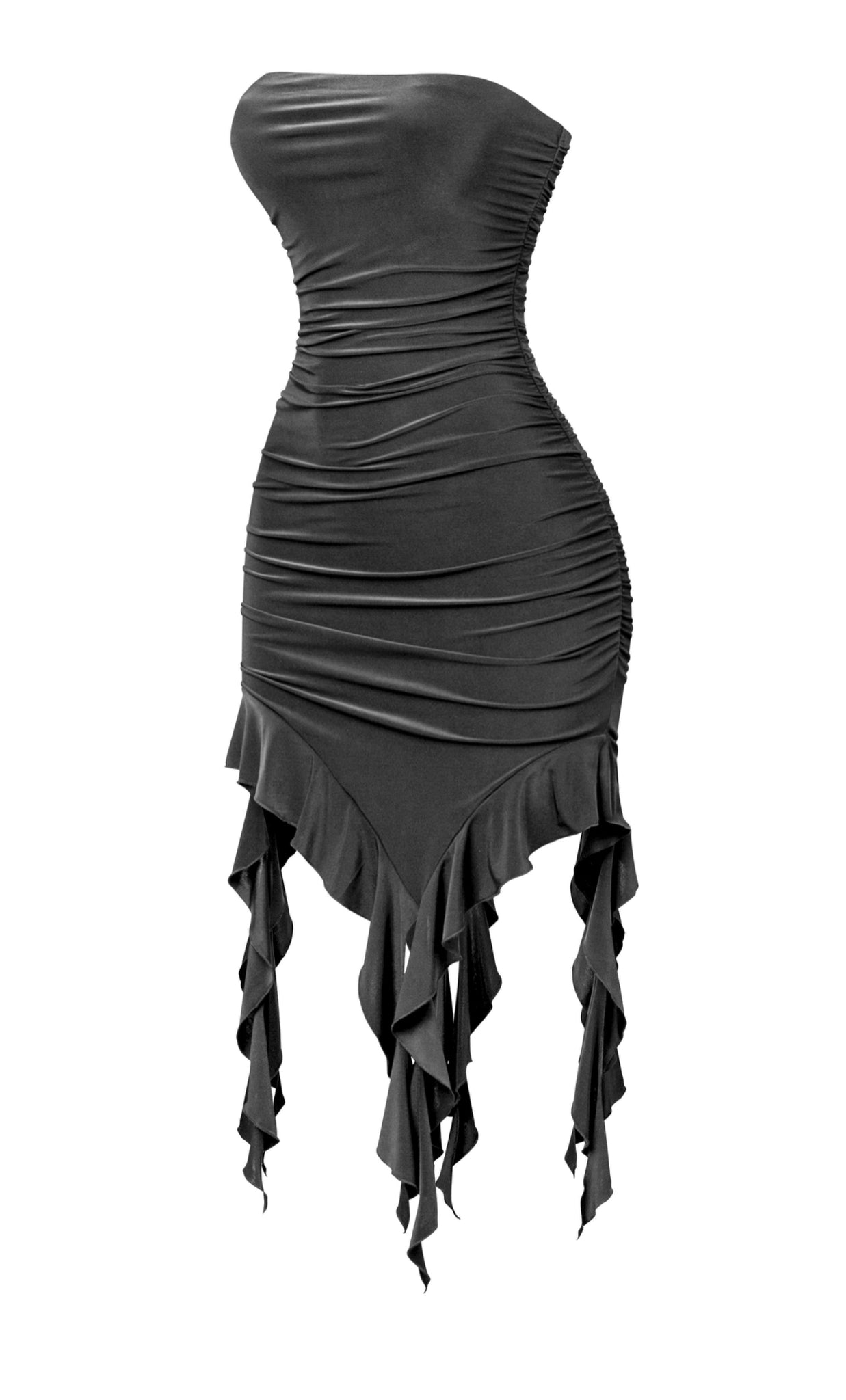 Naylea Ruffled Asymmetrical Dress (Black)