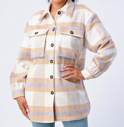 Hazel Wool Plaid Shacket (Lavender)