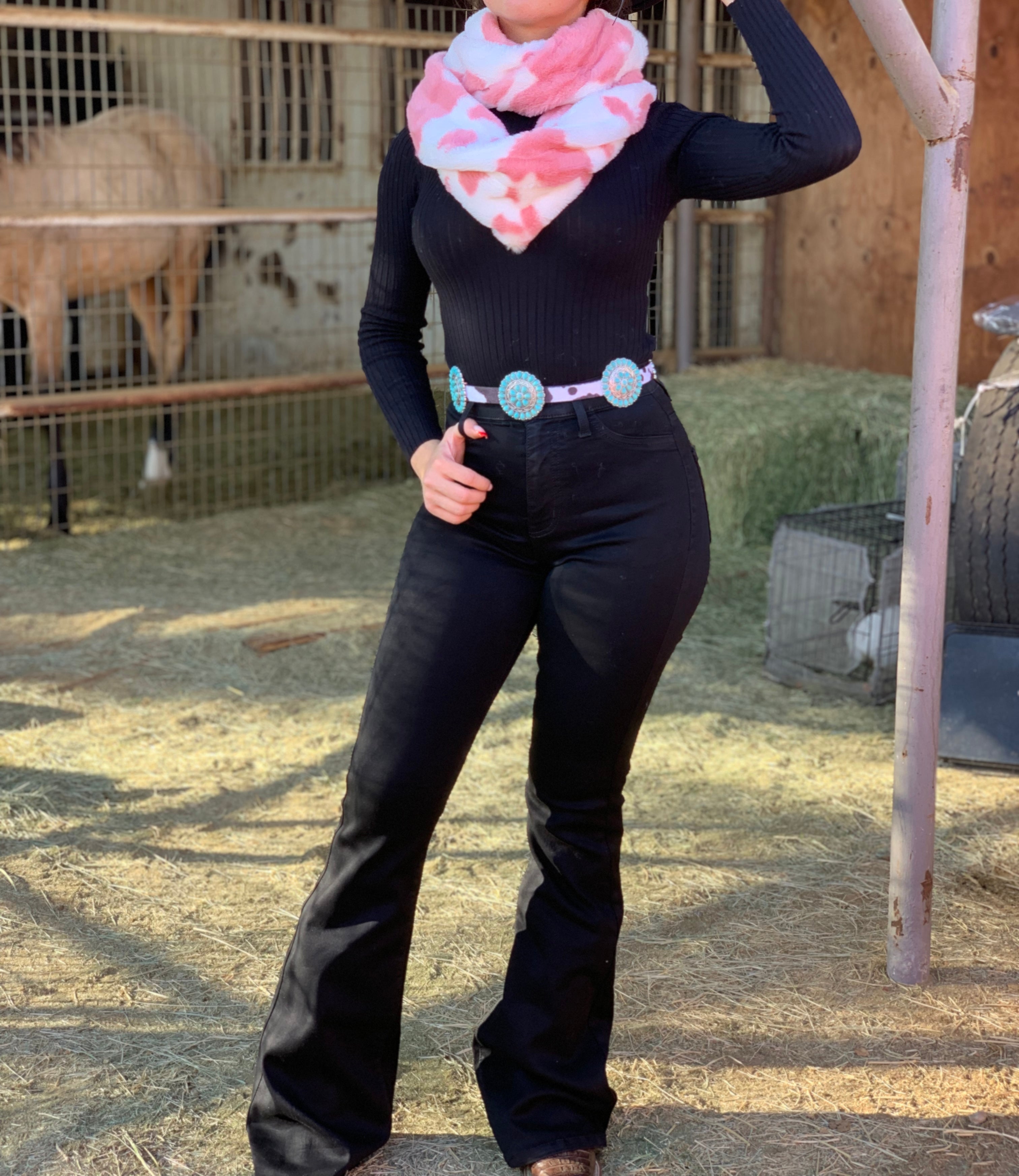 Cow Print Scarf (Pink)