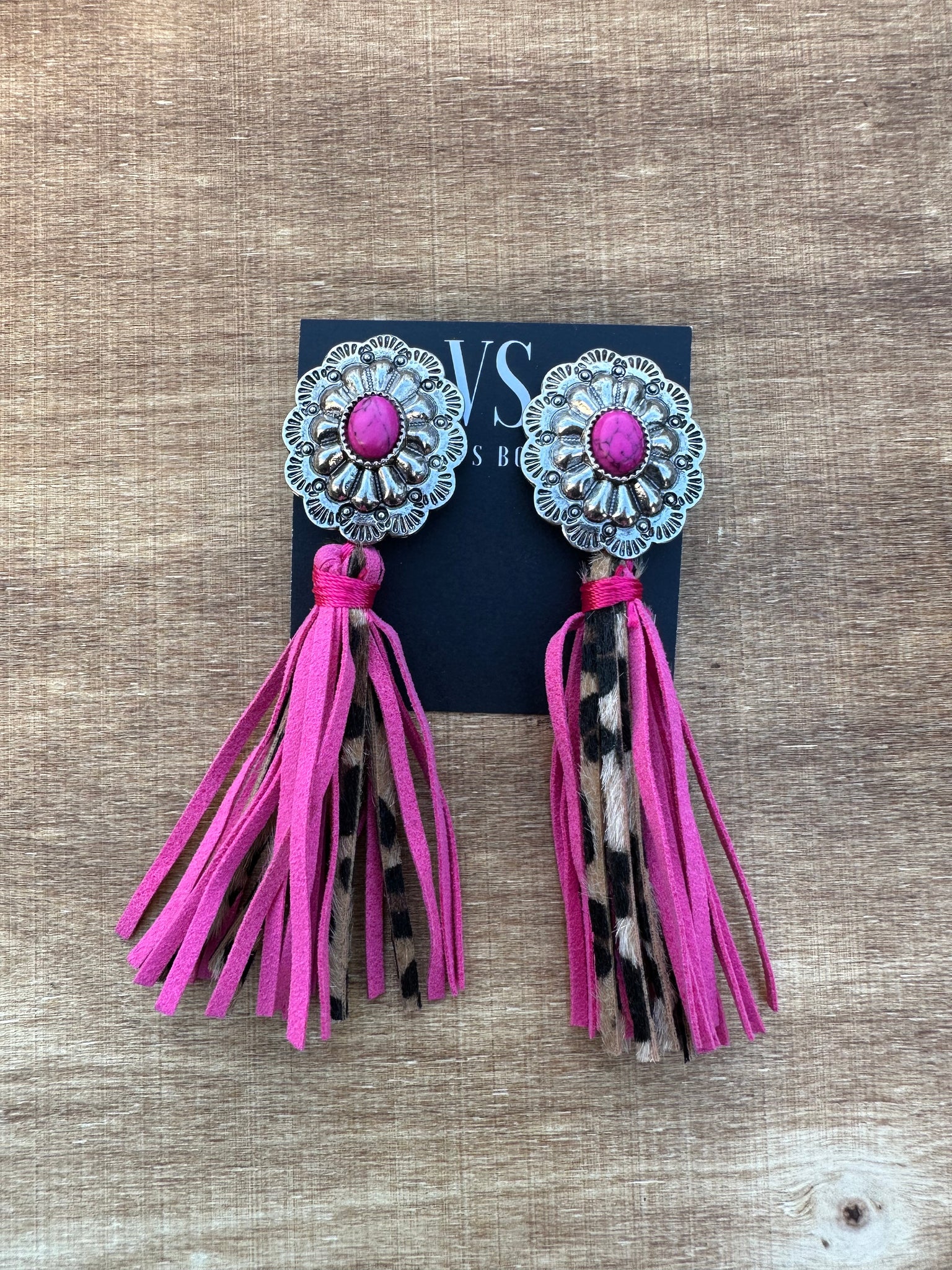 Concho Fringe Earrings (Pink)