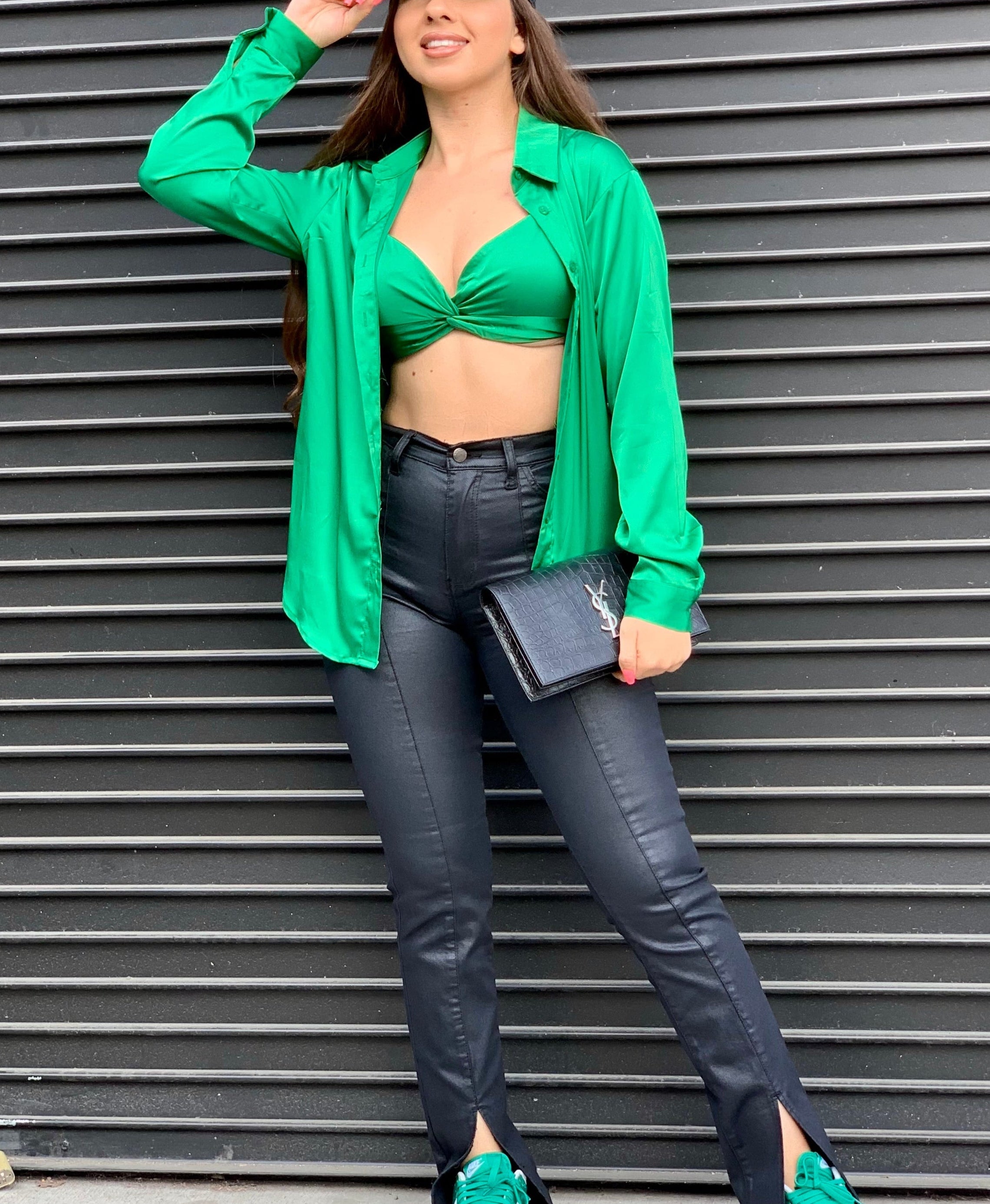 Kendall Satin Blouse set (Green)
