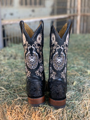Arracada Jerezana Embroidered Western Boots (Cincelada) - Black