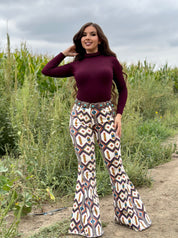 Sedona Aztec Mid/High Rise Bell Bottom Jeans