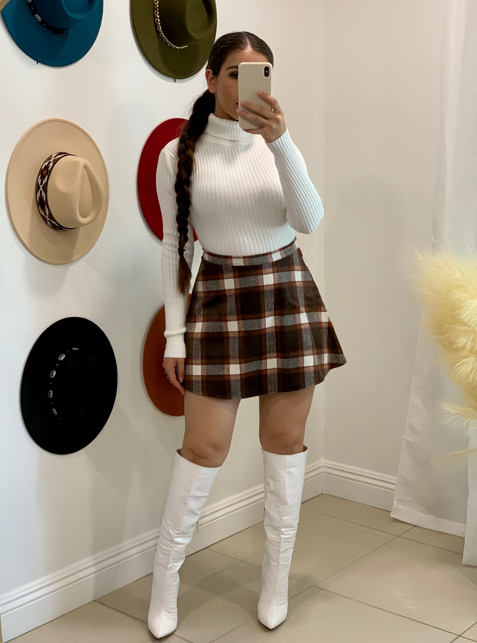 Hot Chocolate Plaid Mini Skirt