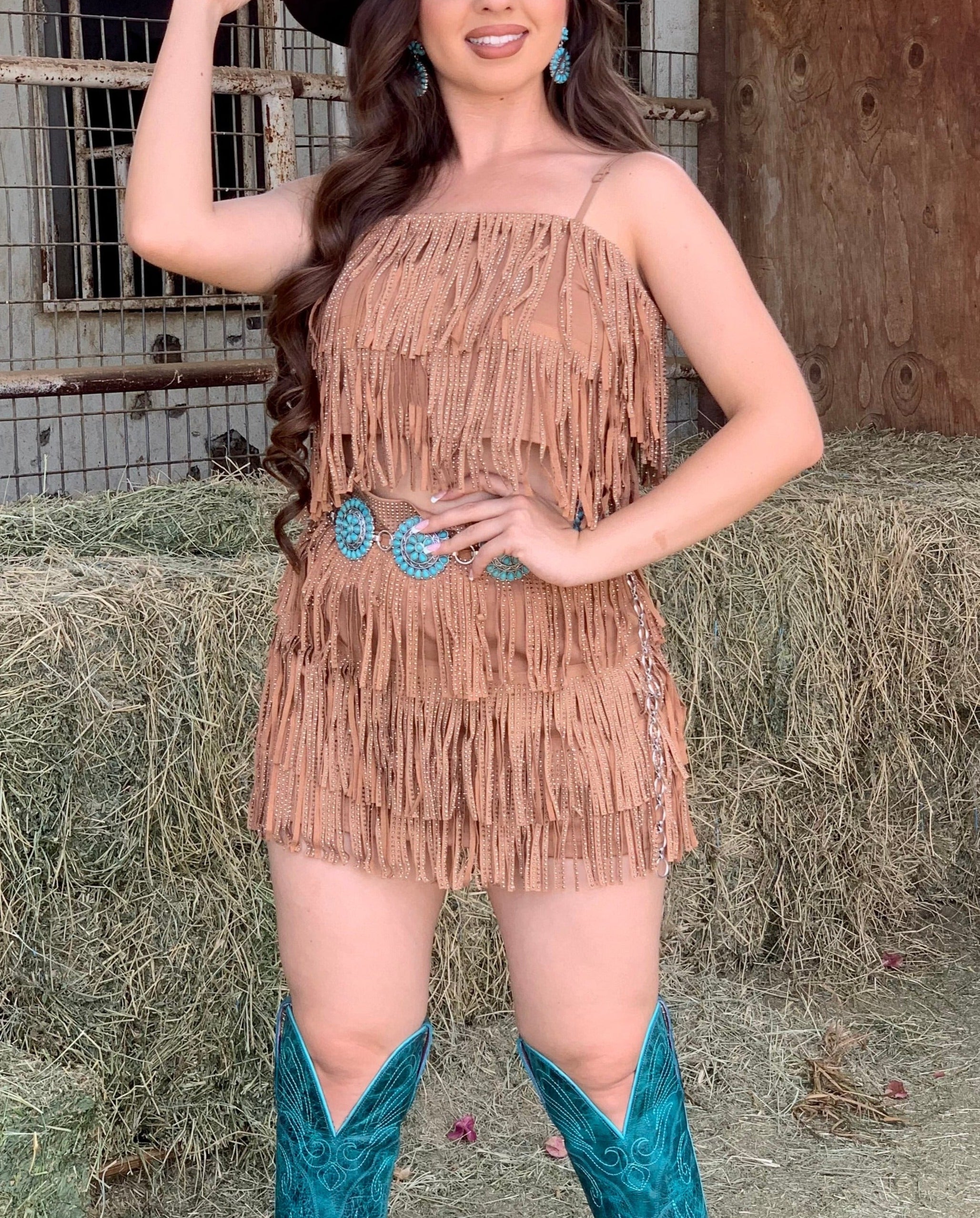 Let’s Rodeo Fringe Top (Brown)