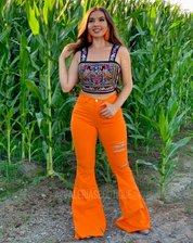 Cempasúchil High Rise Flare Jeans - Short Length 32" Inseam