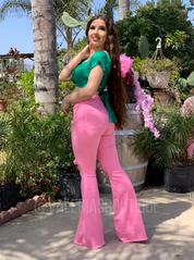 Bubble Gum High Rise Flare Jeans - Long Length 34" Inseam