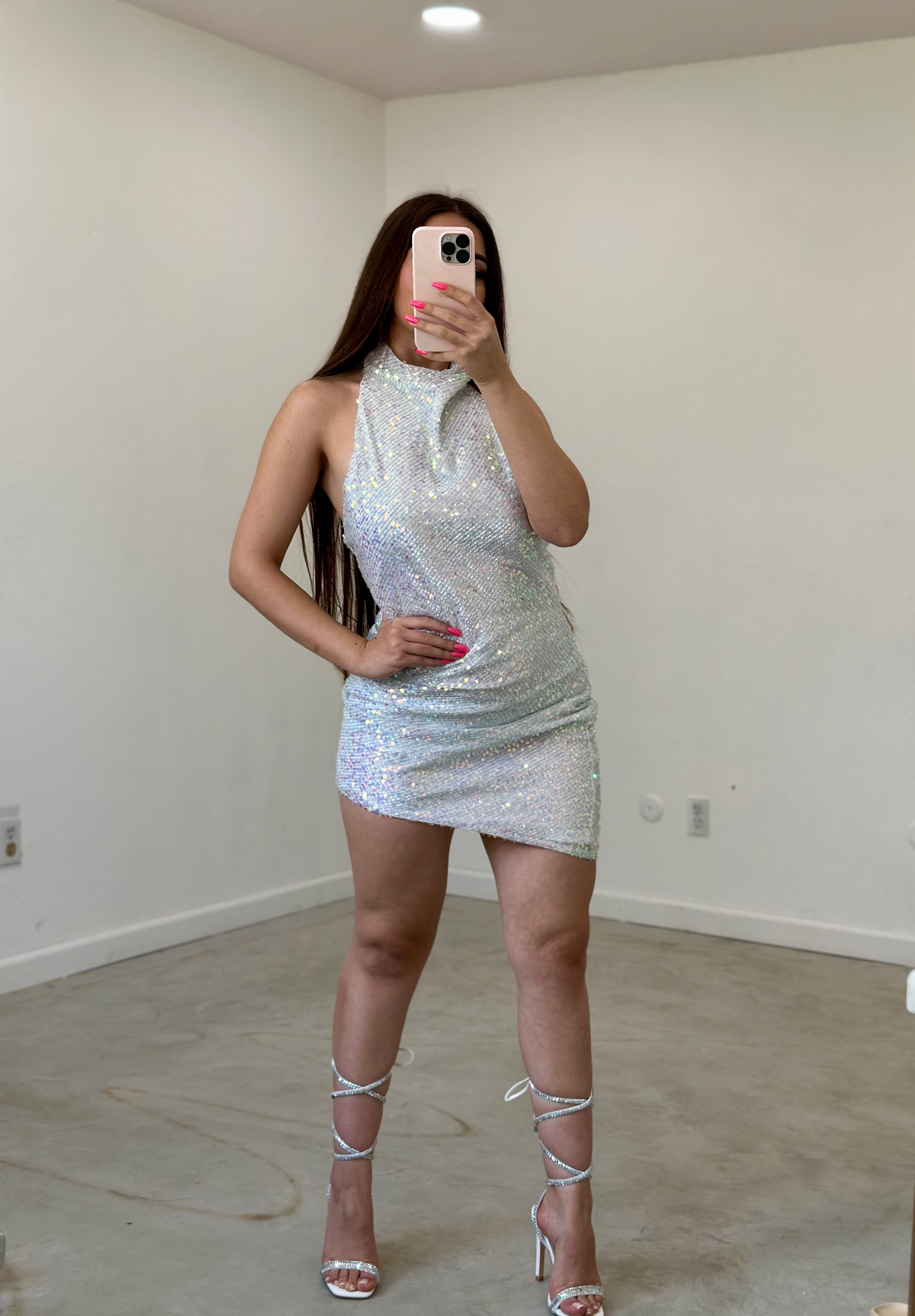 Lillian Sequin Mini Dress (Silver)