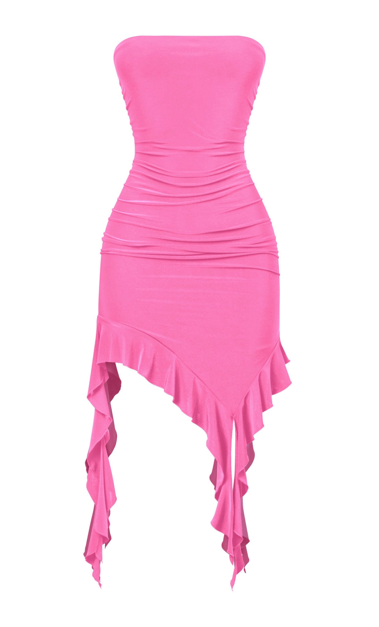 Naylea Ruffled Asymmetrical Dress (Pink)