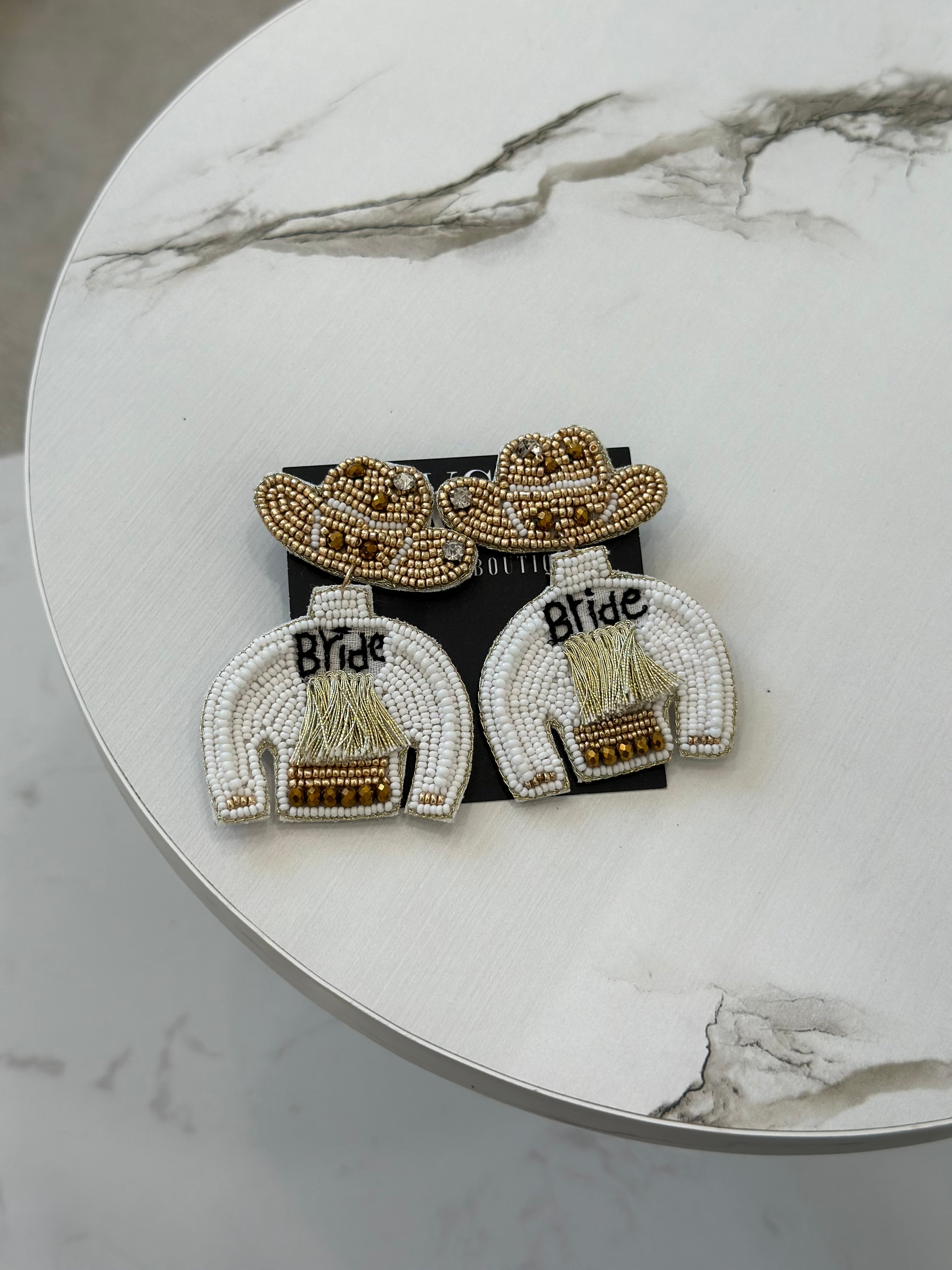 Bride Cowgirl Beaded Earrings