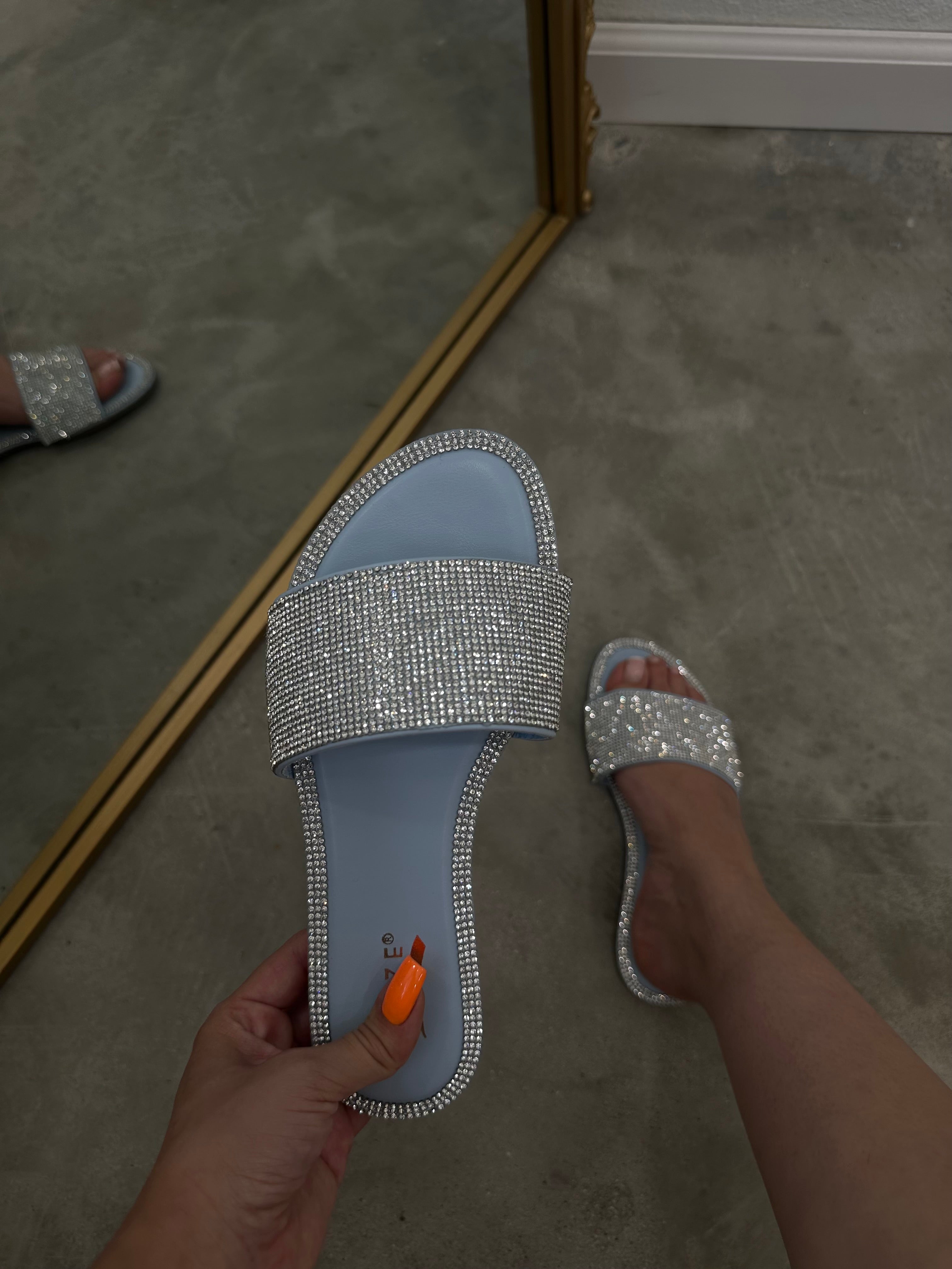 Brittany Embellished Sandals (Light Blue)