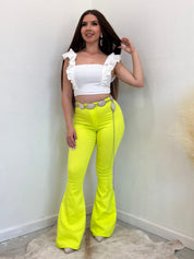 Muchacha Alegre High Rise Flare Pants (Highlighter)