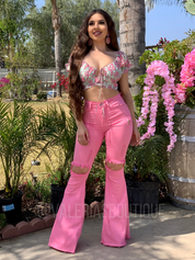 Bubble Gum High Rise Flare Jeans - Long Length 34" Inseam