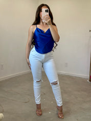 Keilani Satin Top (Royal Blue)