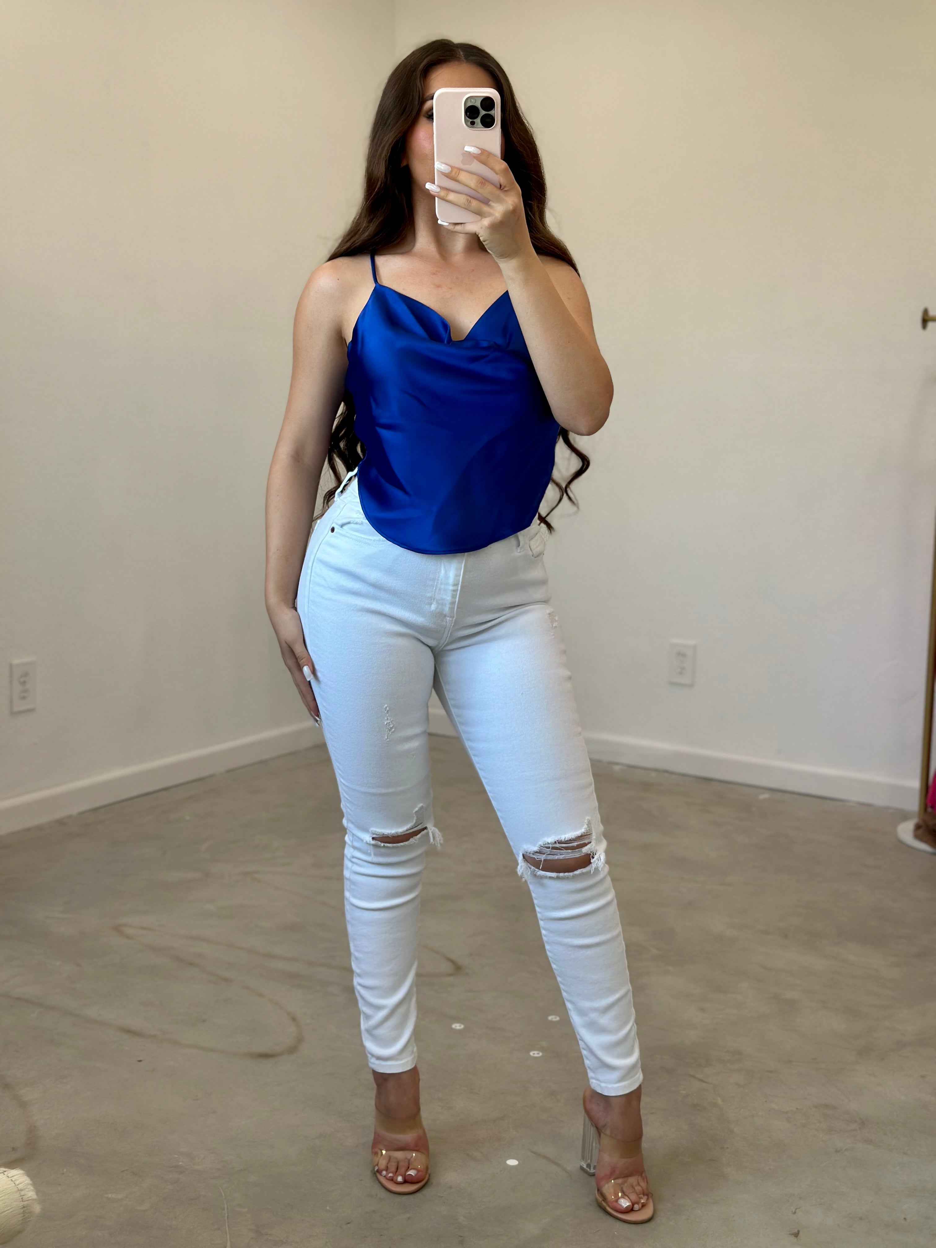 Keilani Satin Top (Royal Blue)