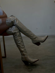 Space Cowboy Embellished Boots (Champagne) - Tall