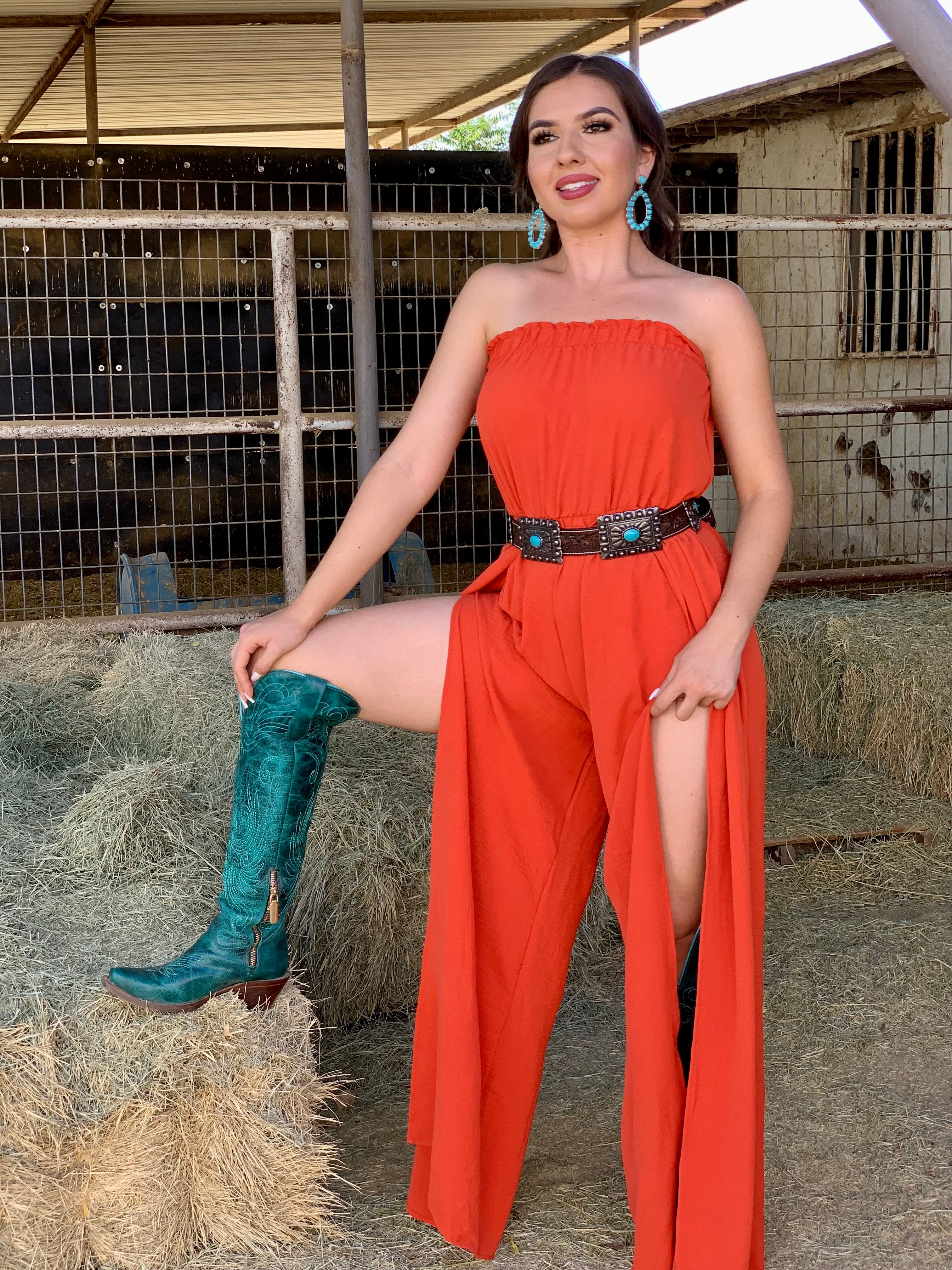 Genesis Leg Slit Jumpsuit (Rust)