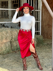 Pueblo Asymmetrical Skirt (Burgundy)