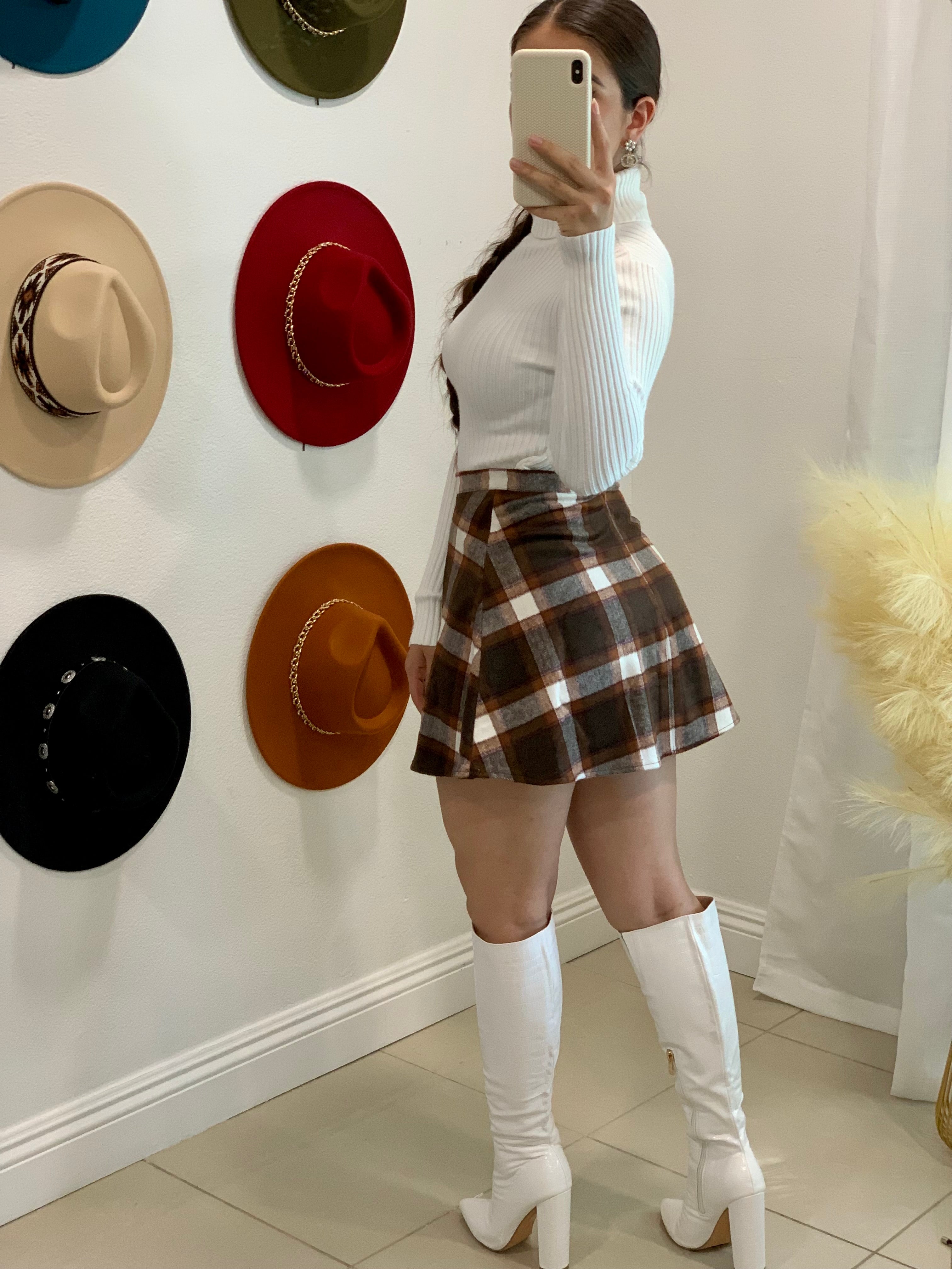 Hot Chocolate Plaid Mini Skirt