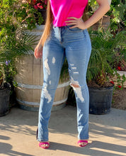 Zendaya High Rise Side Slit Bootcut Jeans