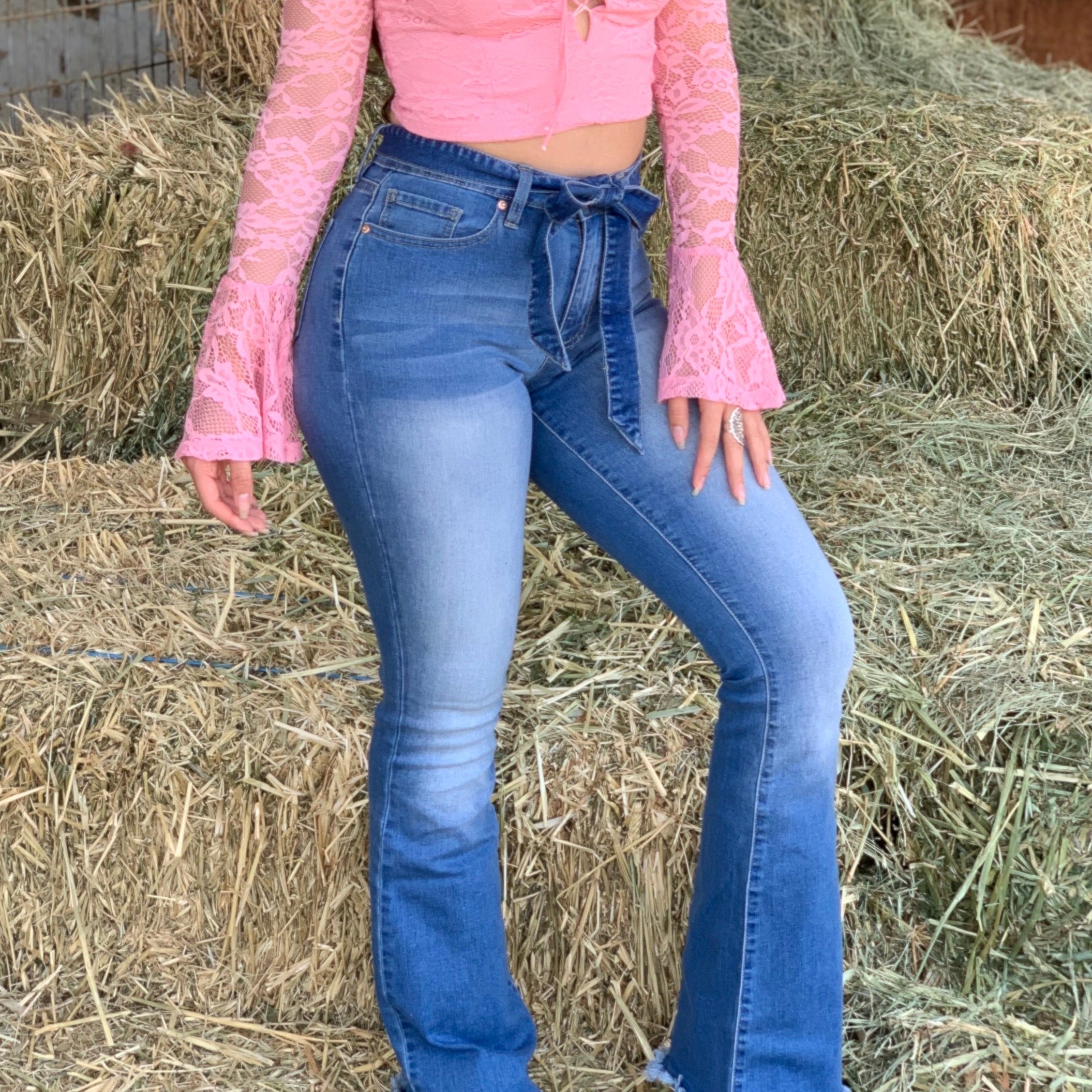 Roxana High Rise Flare Jeans (Light) - Valeria'S Boutique 