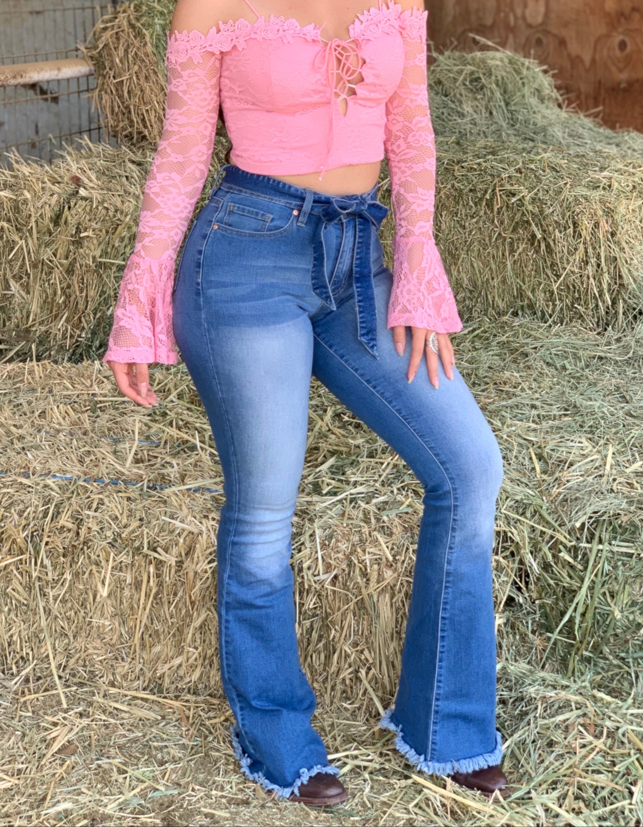 Roxana High Rise Flare Jeans (Light) - Valeria'S Boutique 