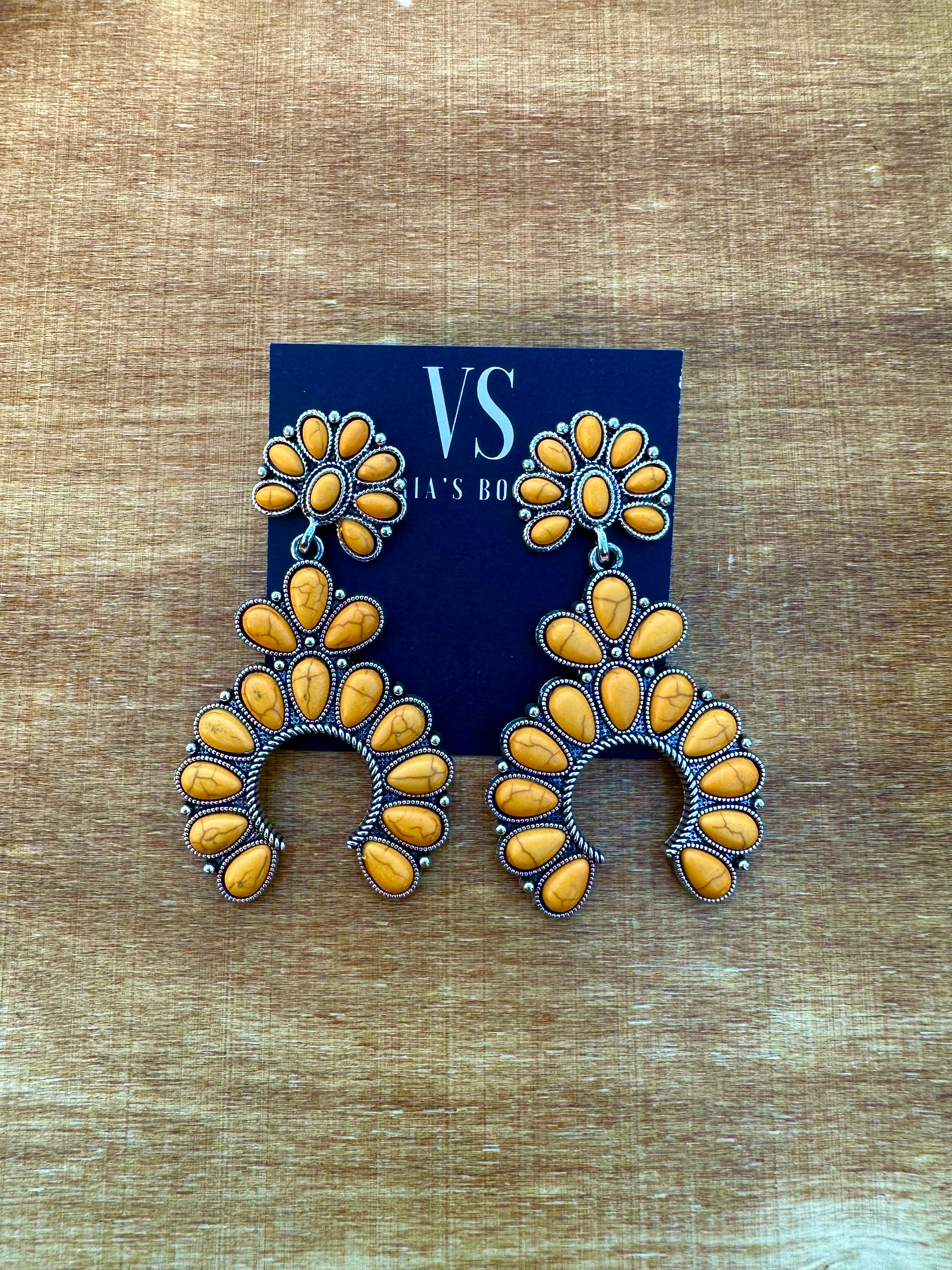 Large Squash Blossom Drop Earrings (Yellow)