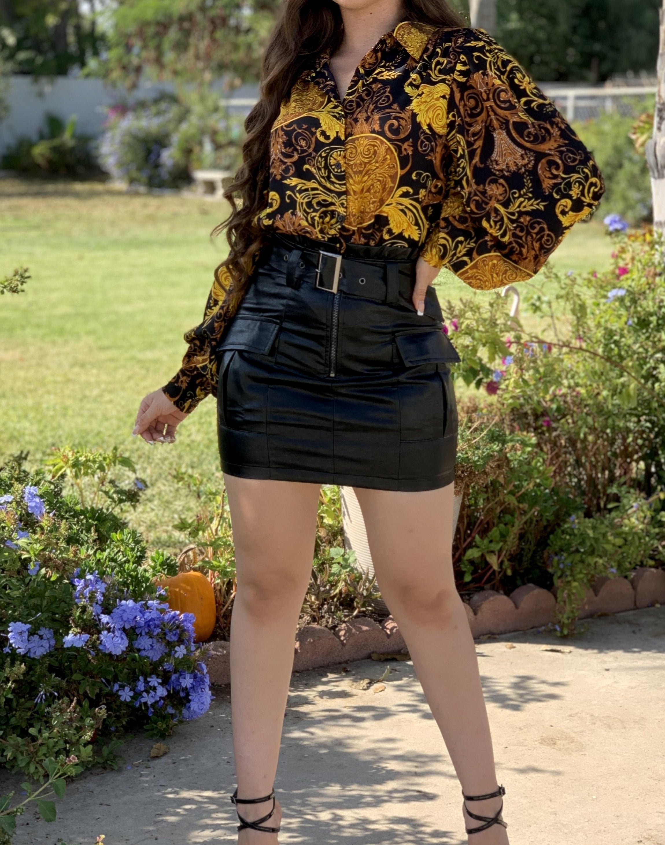 Barbara Leather Mini Skirt (Black)