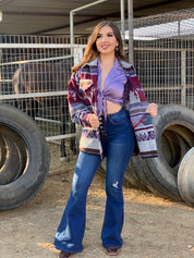 Rhea Button High Rise Flare Jeans (Dark)