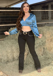 Isabella Satin Top (Teal)