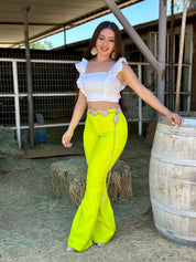 Muchacha Alegre High Rise Flare Pants (Highlighter)
