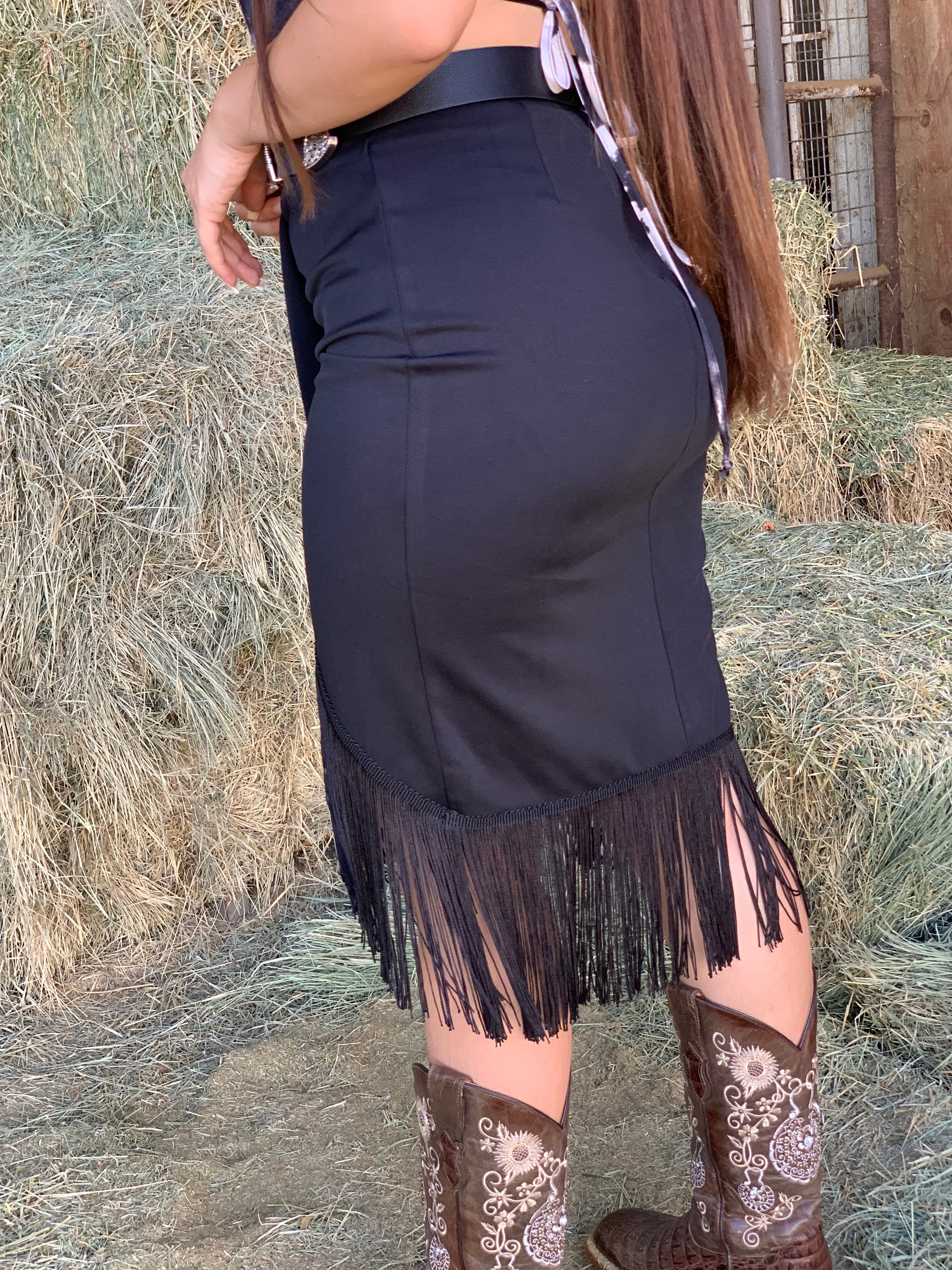 Mona Fringe Midi Skirt