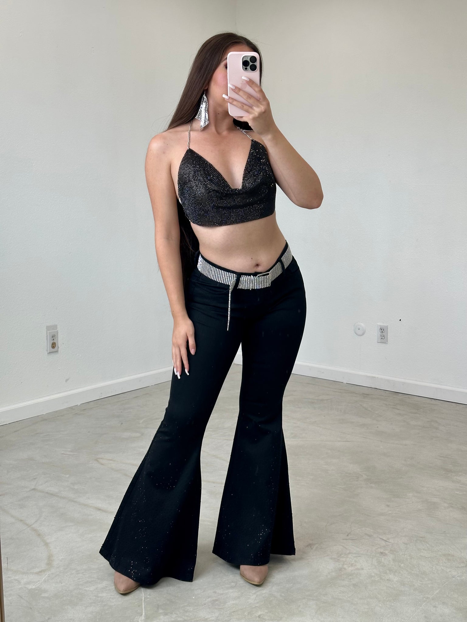 Bandida Rhinestone Low Rise Bell Bottoms Jeans (Black) – Valeria'S Boutique
