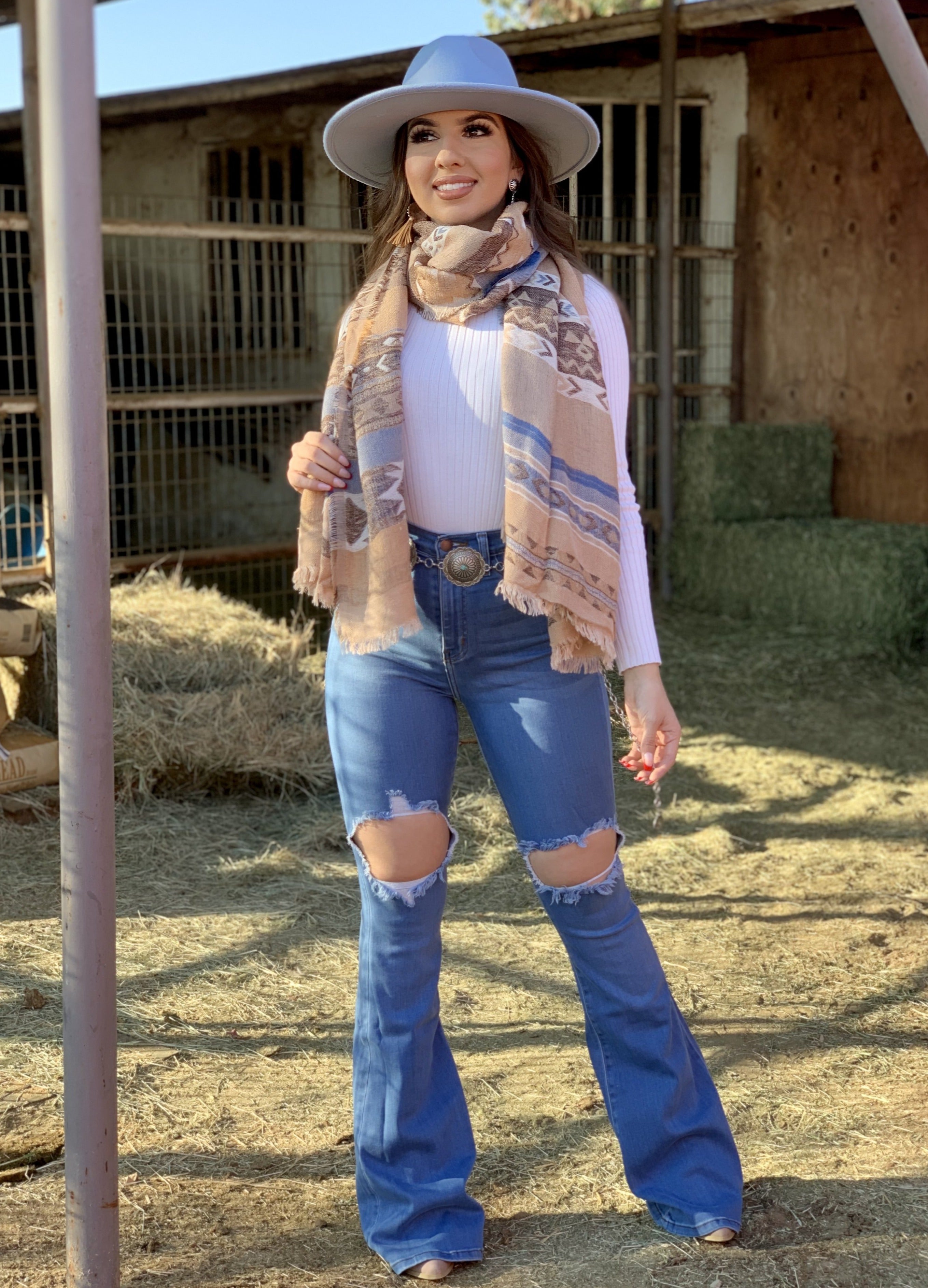 Lindsey Aztec Scarf (Blue)