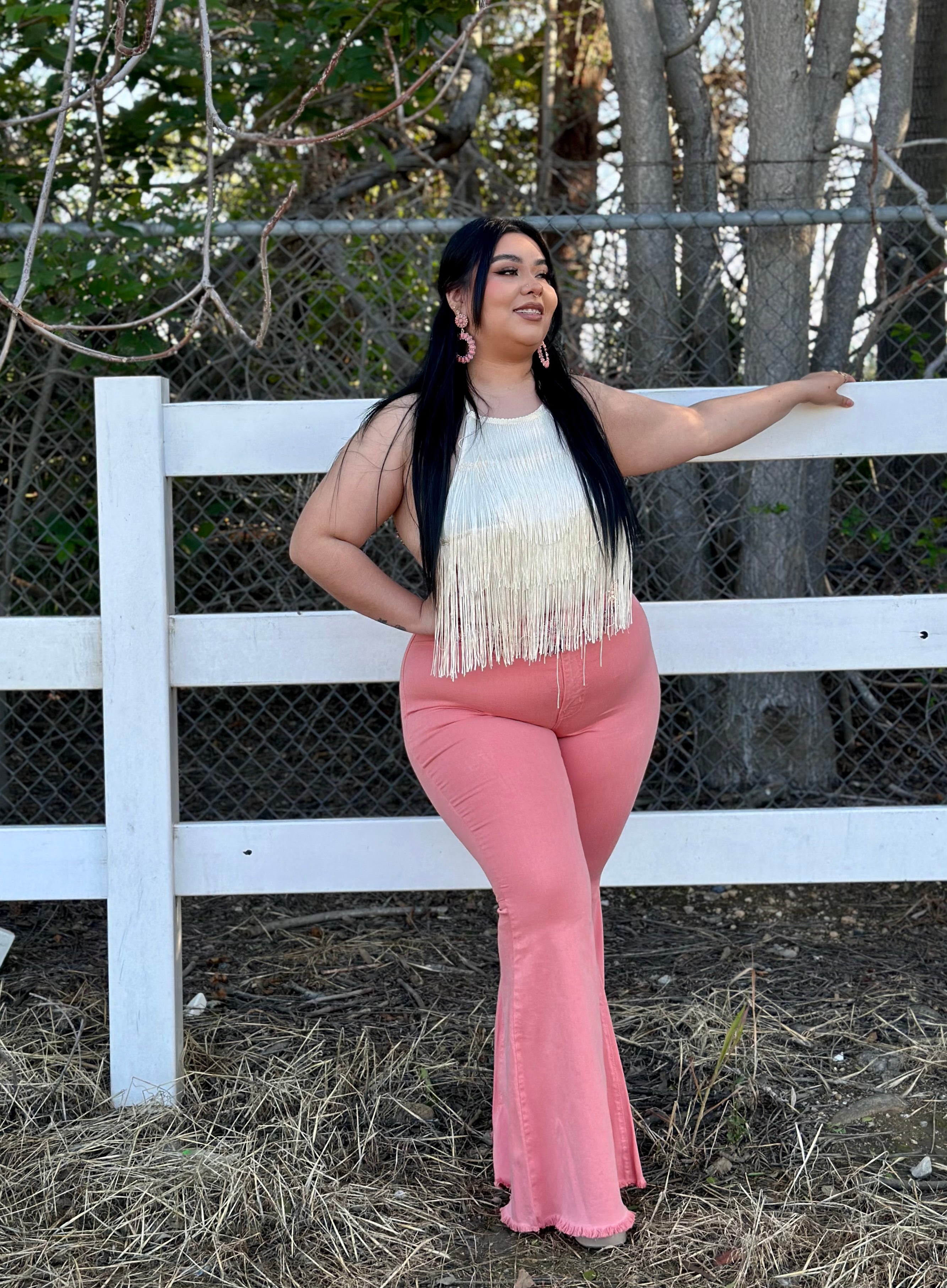 Peach High Rise Bell Bottom Jeans