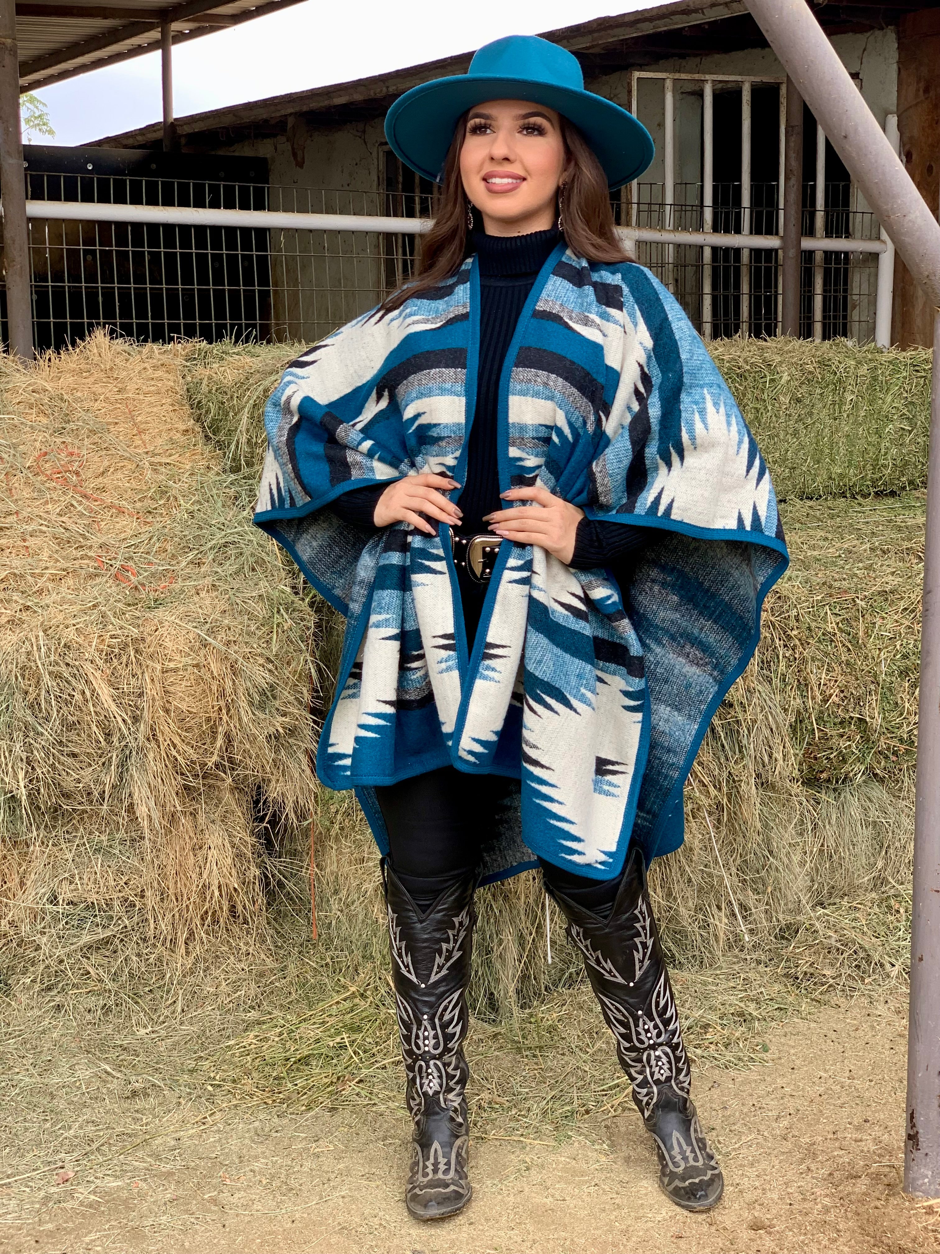 Martina Aztec Shawl (Teal)