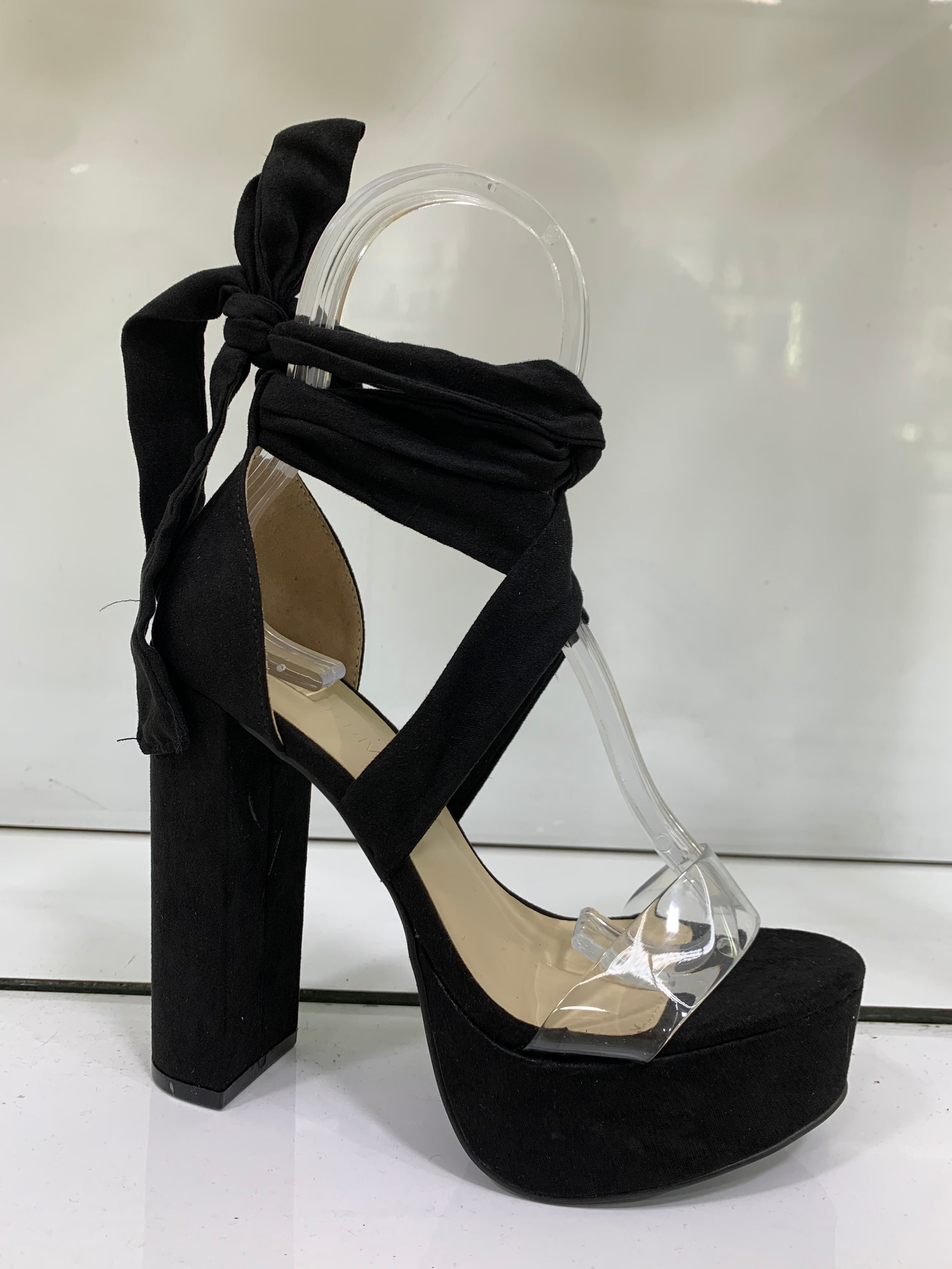 Isela Lace Up Chunky Heels (Black)