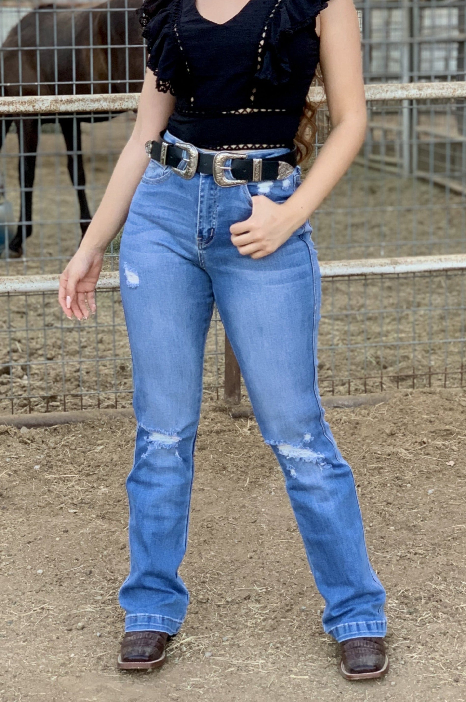 Muchacha Ranchera High Rise Bootcut Jeans (Light) - Short Length 30" Inseam (Petite)