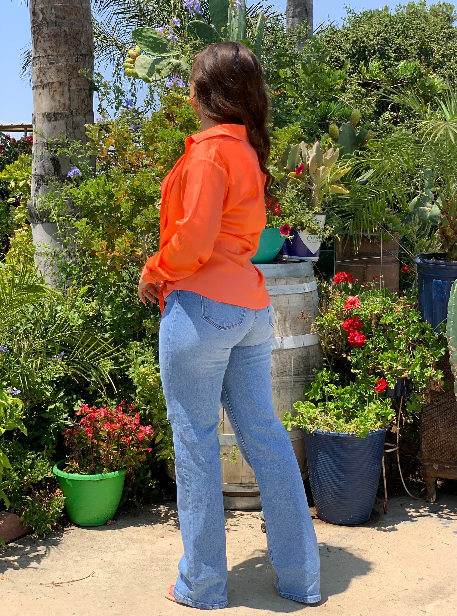 Kendall Satin Blouse set (Orange)