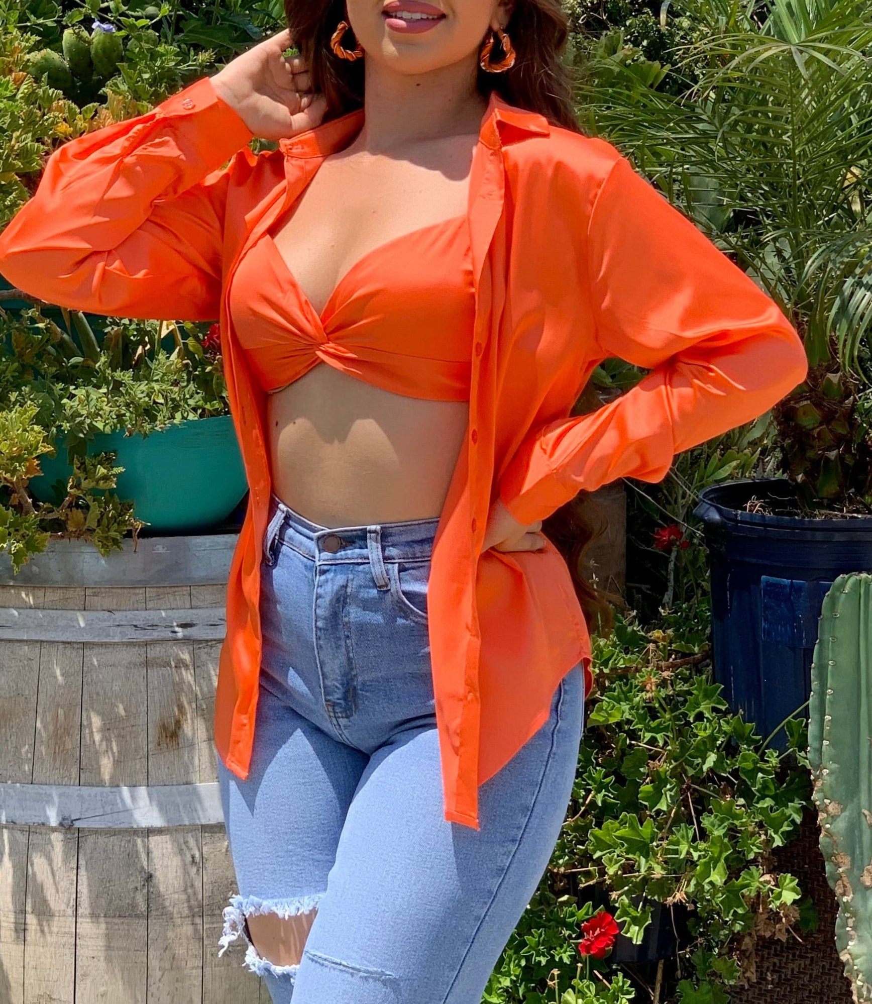 Kendall Satin Blouse set (Orange)